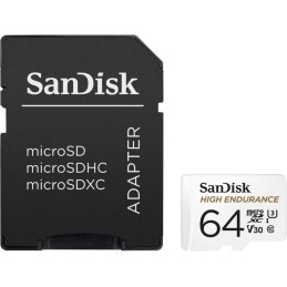 Sandisk 64GB microSDXC High Endurance Class 10 CL10 U3 V30 + adapterrel