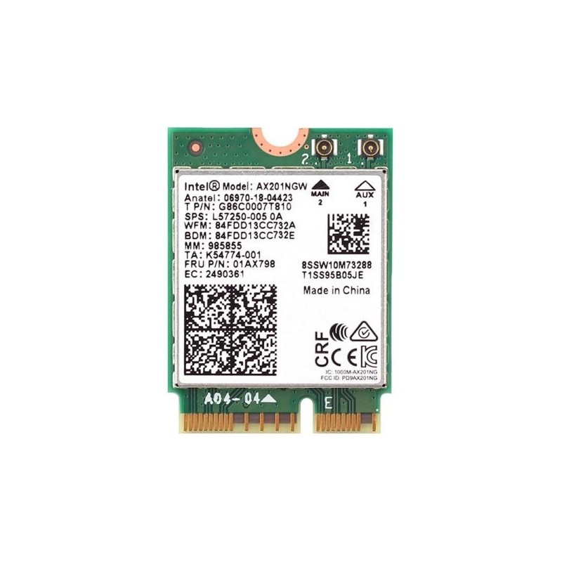 Intel NIC WI-FI 6 AX201 2230 2x2 AX+BT No vPro
