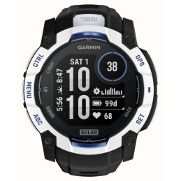 Garmin Instinct 3 50mm Solar Whitestone with Black/Bolt Blue Band