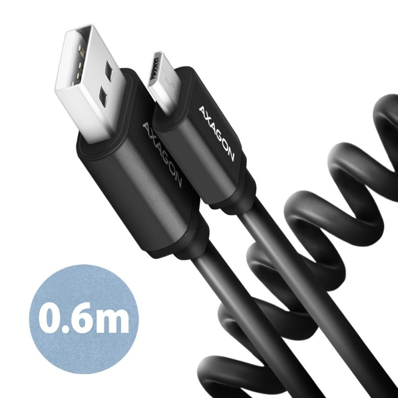AXAGON BUMM-AM10TB Twister Micro USB  USB-A Cable 0,6m Black
