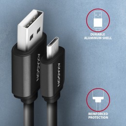 AXAGON BUMM-AM10TB Twister Micro USB  USB-A Cable 0,6m Black