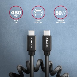 AXAGON BUCM-CM10TB Twister USB-C  USB-C Cable 0,6m Black