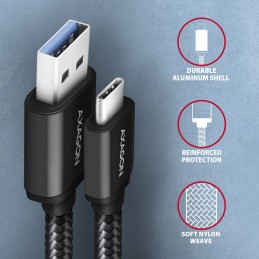 AXAGON BUCM3-AM20AB Speed USB-C  USB-A 3.2 Gen 1 Cable 2m Black