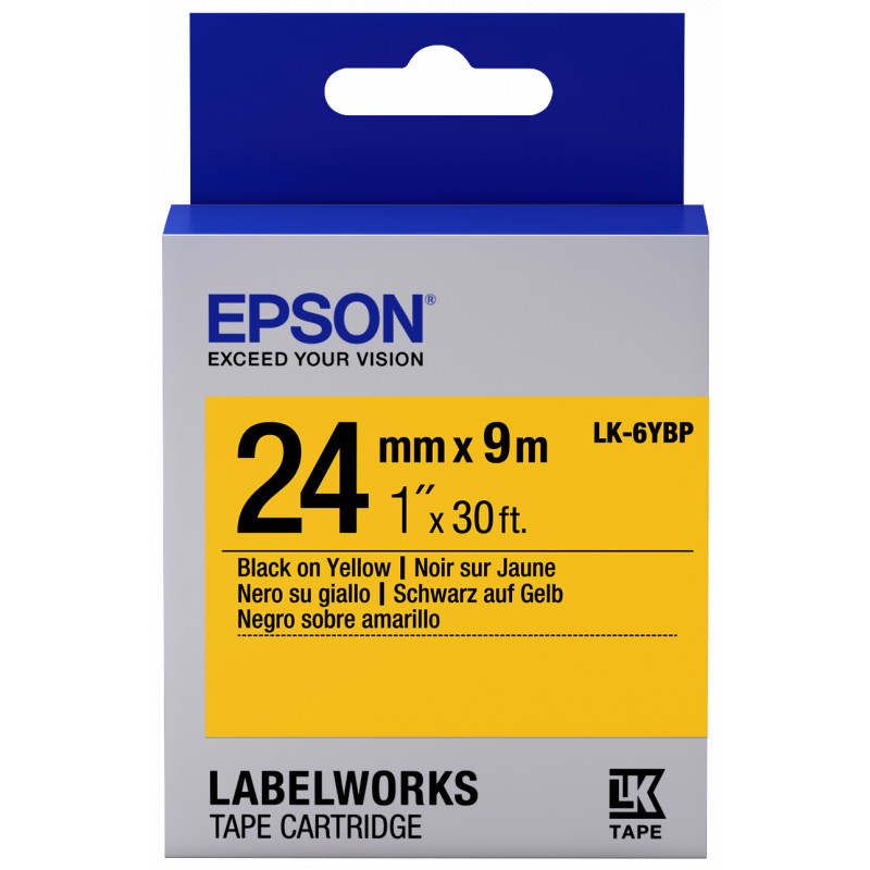 Epson LK-6YBP pasztel sárga alapon fekete eredeti címkeszalag