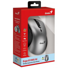 Genius Ergo 8100S AI Wireless Mouse Silver Grey