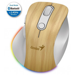 Genius Ergo 9000S Pro Wireless Bluetooth Mouse Pine Wood