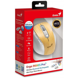 Genius Ergo 9000S Pro Wireless Bluetooth Mouse Pine Wood