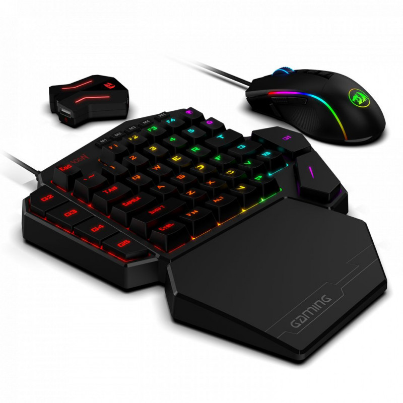 Redragon K585 One-handed RGB Gaming Keyboard Blue Switch and M721-Pro Mouse Combo with GA200 Converter for Xbox One/PS4/Switch/P