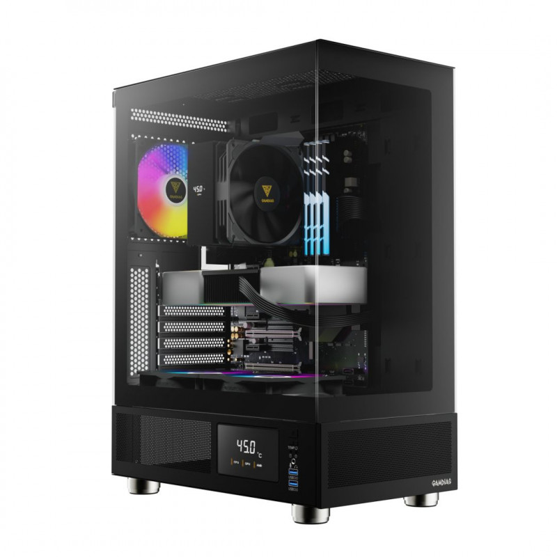Gamdias Atlas E1 ARGB Tempered Glass Black