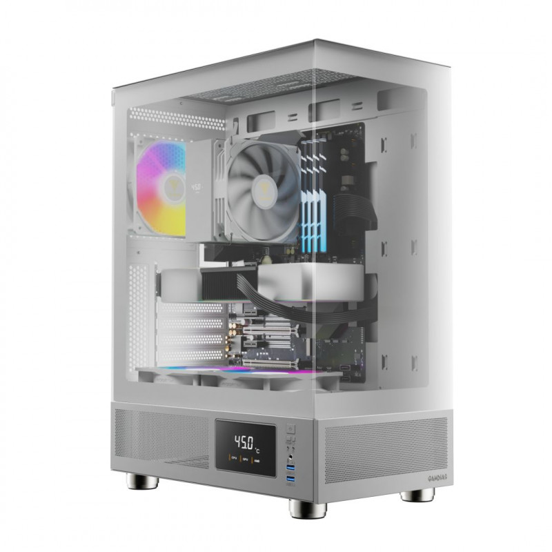 Gamdias Atlas E1 ARGB Tempered Glass White