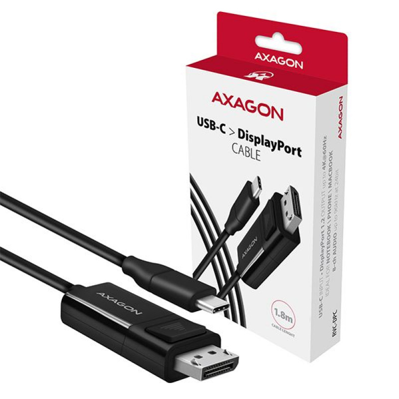 AXAGON RVC-DPC USB-C  DisplayPort cable 1,8m Black