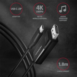 AXAGON RVC-DPC USB-C  DisplayPort cable 1,8m Black