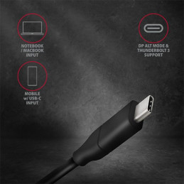 AXAGON RVC-DPC USB-C  DisplayPort cable 1,8m Black