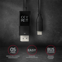 AXAGON RVC-DPC USB-C  DisplayPort cable 1,8m Black