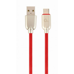 Gembird CC-USB2R-AMCM-2M-R Premium rubber Type-C USB charging and data cable 2 m Red