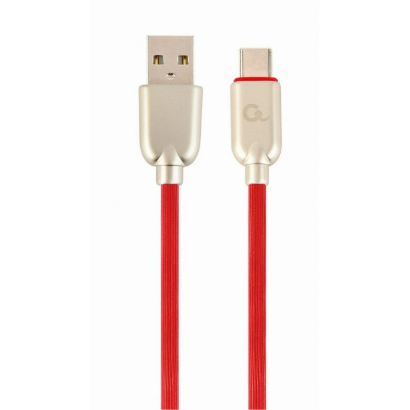 Gembird CC-USB2R-AMCM-2M-R Premium rubber Type-C USB charging and data cable 2 m Red