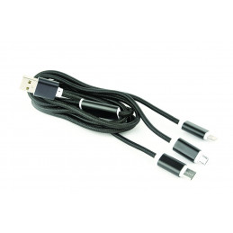 Gembird CC-USB2-AM31-1M-G USB 3-in-1 Charging cable 1m Black