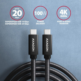 AXAGON BUCM32-CM20AB Speed+ USB-C  USB-C 3.2 Gen 2 Cable 2m Black