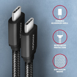 AXAGON BUCM3-CM15AB Speed USB-C  USB-C 3.2 Gen 1 Cable 1,5m Black