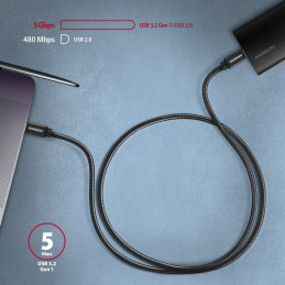 AXAGON BUCM3-CM15AB Speed USB-C  USB-C 3.2 Gen 1 Cable 1,5m Black