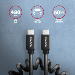 AXAGON BUCM-CM10TB Twister USB-C  USB-C Cable 0,6m Black