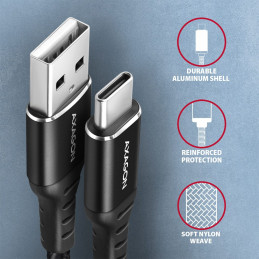 AXAGON BUCM-AM20AB HQ USB-C  USB-A Cable 2m Black
