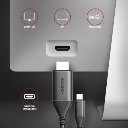 AXAGON RVC-HI2MC USB-C - HDMI 2.0 adapter 4K/60Hz Aluminum 1,8m cable Black