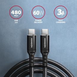 AXAGON BUCM-CM15AB HQ USB-C  USB-C Cable 1.5m Black