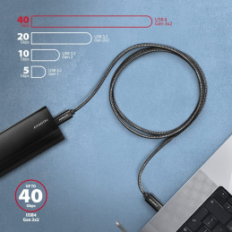 AXAGON BUCM4X-CM10AB NEWGEN USB-C  USB-C 4 Gen 3x2 Cable 1m Black