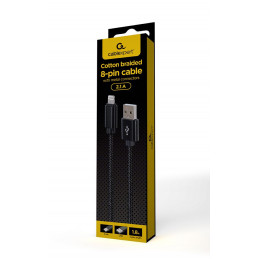 Gembird CCDB-mUSB2B-AMLM-6 Cotton braided 8-pin cable with metal connectors 1,8m Black