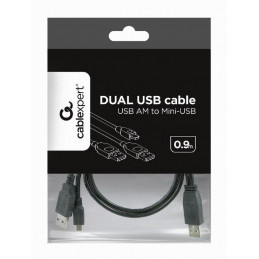 Gembird CCP-USB22-AM5P-3 Dual USB A to Mini-USB cable 0,9m Black