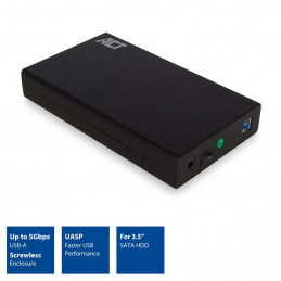 ACT AC1405 USB3.2 3,5" Hard Drive Enclosure Screwless Design Black