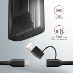 AXAGON EEM2-GTS2 USB-C 10Gbps M.2 NVMe & SATA SSD THIN SCREWLESS box