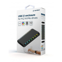 Gembird EE2280-U3C-03 M.2 NVMe RGB drive USB3.1 enclosure Black