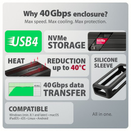 AXAGON EEM2-40G USB-C 40Gbps external enclosure for M.2 NVMe SSD