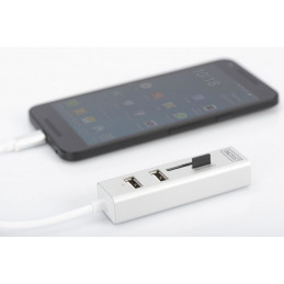 Digitus USB Type-C OTG 3-Port HUB + Card Reader White