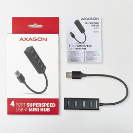 AXAGON HUE-M1A SuperSpeed USB-A Mini Hub 4-Portos USB3.2 HUB Metal black