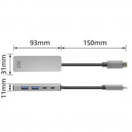 ACT AC7072 4-portos USB3.0 HUB Grey