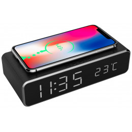 Gembird DAC-WPC-01 Digital alarm clock with wireless charging function Black