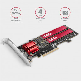 AXAGON PCEM2-ND PCIE 2X NVME M.2 Adapter