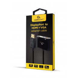 Gembird A-DPM-HDMIFVGAF-01 DisplayPort male to HDMI female + VGA female adapter cable Black