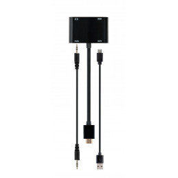 Gembird A-HDMIM-HDMIFVGAF HDMI male to HDMI female + VGA female + audio adapter cable Black