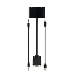 Gembird A-VGA-HDMI-02 VGA to HDMI + VGA adapter cable 0,15m Black