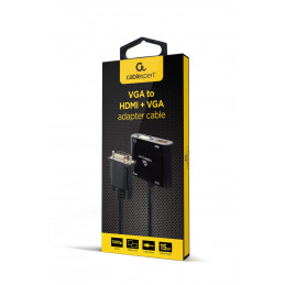 Gembird A-VGA-HDMI-02 VGA to HDMI + VGA adapter cable 0,15m Black