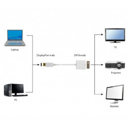 Gembird A-DPM-DVIF-03-W DisplayPort to Dual-Link DVI-I (24+5) Adapter Cable White