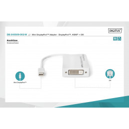 Digitus Mini DisplayPort Adapter/Converter Mini DP to DisplayPort HDMI+DVI 0,2m White