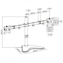 ACT AC8320 Monitor desk stand 2 screens up to 35" VESA Black