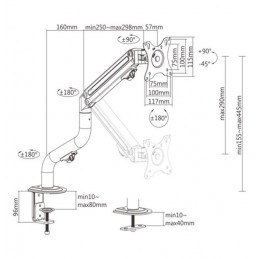Gembird MA-DA1-02 Adjustable Tilting Desk Display Mounting Arm 17”-32” Black