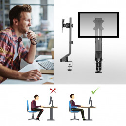 ACT AC8321 Single Monitor Arm Office Quick Height Adjustment 10"-35" Black