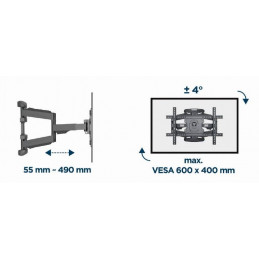 Gembird WM-75ST-02 Full-motion TV wall mount 32”-75” Black